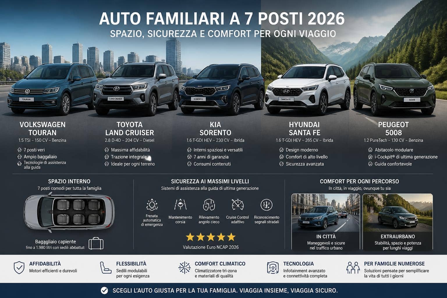 scopri le auto più affidabili per famiglie numerose, ideali per comfort, spazio e sicurezza durante ogni viaggio.