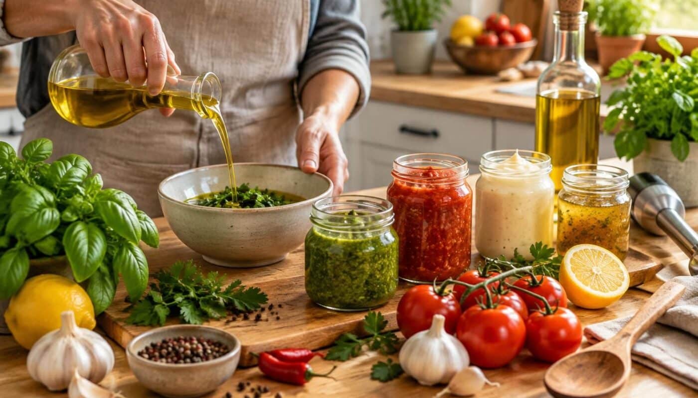 scopri come preparare salse e condimenti fatti in casa, con ingredienti semplici e idee gustose per arricchire ogni piatto.